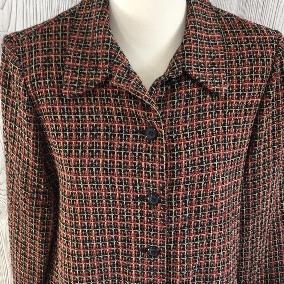 Vintage Alfred Dunner Womens Fall Blazer Jacket Size 14 Brown Red - Picture 3 of 8